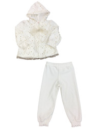 Infant Girls Cream & Gold Sparkle Track Suit Velvet 2 Piece Sweatsuit