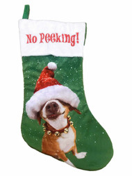 Avanti Dog Jingle Bell Santa Hat No Peeking Christmas Holiday Stocking