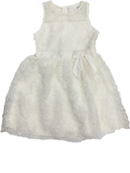 Girls Eggshell White Floral Tulle Rose Formal Party Flower Girl Christning Dress