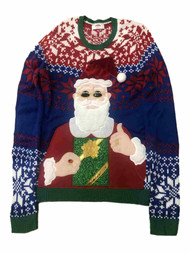 Mens Santa Claus Sunglasses Drink Gift Holder Christmas Holiday Sweater
