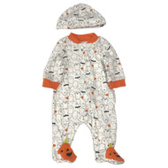 Carters Infant Boys White Ghost Halloween Sleeper & Hat Set Sleep & Play
