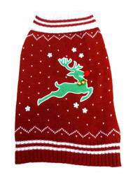 Dog Sweater Red Rudolph Reindeer Jingle Bells Christmas Holiday Costume