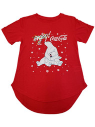 Womens Red Enjoy Coca-Cola Polar Bears Christmas Xmas Holiday Tee T-Shirt