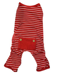 Red Striped Button Christmas Holiday Dog Pajamas Pet Costume Outfit Medium