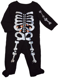 Infant Boys Black & Silver Skeleton Halloween Footie Sleeper Sleep & Play
