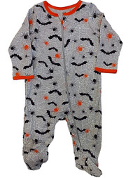 Infant Boys Gray Spider & Bat Halloween Footie Sleeper Sleep & Play