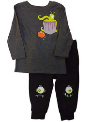 Infant & Toddler Boys Gray Pocket Monster Halloween Shirt & Pants Outfit Set