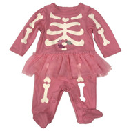 Carters Infant Girls Halloween Pink Skeleton Tutu Footed Sleeper Pajamas