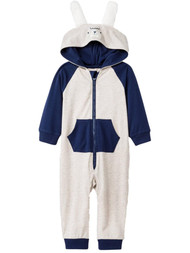 Infant Boys Cream Long Sleeve Hoodie Bunny Halloween Romper Coveralls Costume NB