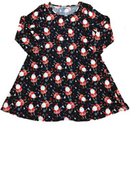 Womens Black Santa Clause Dress Christmas Holiday Fit & Flare 1/2 Sleeve Tunic