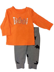 Infant & Toddler Boys Orange Jack-O-Lantern Halloween Shirt & Pants Set