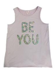 Girls Light Purple Be You Silver Sequin Tank Top Workout Sleeveless Shirt