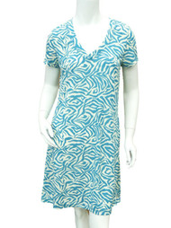 Covington Womens Teal Green & Ivory Zebra Print Sleep Shirt Nightgown Chemise