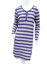 Covington Women Gray Purple Striped Sleep Shirt Lightweight Nightgown Nightie
