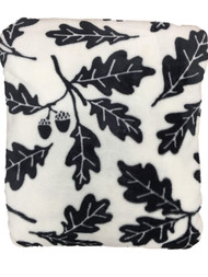 The Big One Oversized Plush Throw Blanket Black & Ivory Oak Leaves - 5ft x 6ft