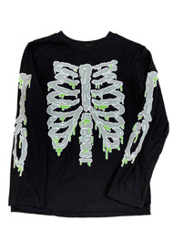 Boys Black & Slime Green Skeleton Halloween Long Sleeve T-Shirt Top