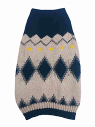 Dog Knit Sweater Navy Blue Diamond Patterned Pet Outfit Apparel Medium M