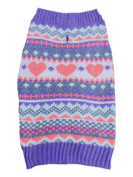 Dog Knit Sweater Purple Pink Heart Zigzag Pet Outfit Apparel Costume