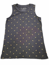 Womens Charcoal Grey Candy Corn Print Sleeveless Halloween Tee T-Shirt Top