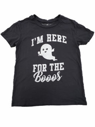 Womens I'm Here For The Booos Short Sleeve Black Halloween Tee T-Shirt Top