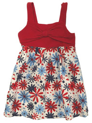 Infant & Toddler Girls Red & Blue Patriotic Floral Daisy Dress Sun Dress