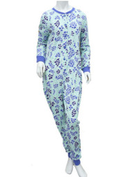 No Boundaries Womens White & Purple Heart Pajama Union Suit Sleeper Medium