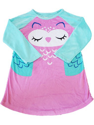 Girls Pink & Blue Sleepy Owl Super Soft Bird Nightgown Sleep Dress Pajama Gown