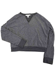 Womens Grey Fuzzy Soft Lightweight Winter Sweatshirt Shirt Top Sweater L