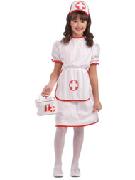 Girls White Nurse Costume Dress Medical Assistant Healthcare Costume