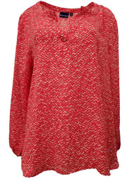 Womens Coral Red & White Patterned Lightweight Shell Blouse Shirt Top X-Large