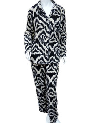 Covington Womens Black & White Zebra Print Pajamas Fleece Pajama Set