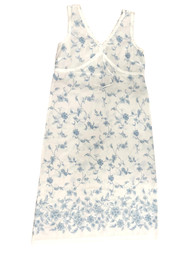 Cherokee Womens White & Blue Floral Cotton Nightgown Lightweight Night Gown