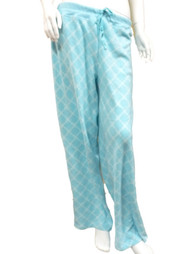 Soft Sensations Womens Blue Lattice Stretch Fleece Sleep Pants Pajama Bottoms