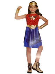 DC Girls  Red & Blue Wonder Woman Pleated Halloween Costume Dress