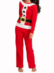 Womens Red Santa Suit 2 Piece Christmas Xmas Pajama Sleepwear PJ Sleep Set