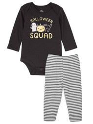 Infant Girls Halloween Squad Ghost Pumpkin Black Cat Bodysuit & Legging Set