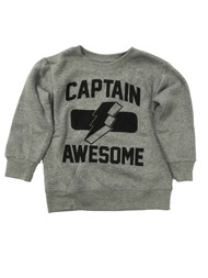 Toddler Boys Gray Captain Awesome Sweatshirt Top Shirt