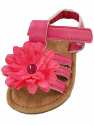 Infant Girls Coral Pink Flower Strappy Sandals Summer Baby Shoes 2 (6-9M)