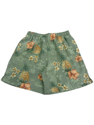 Mens Breakwater Green Tropical Pineapple Flowers Board Shorts Swim Trunks