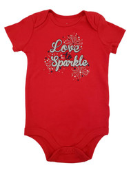 Infant Girls Red Patriotic Love To Sparkle Bodysuit 4th Of July Baby Outfit 18m