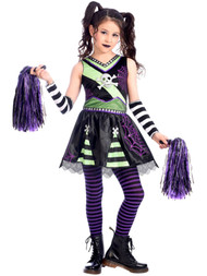 Girls Miss Bad Spirit Skull Punk Cheerleader Halloween Costume Dress