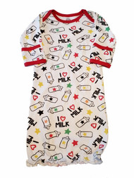 Infant Baby I Heart Milk Star Bottle Print Cotton Sleeper Gown Pajama 0-6 months