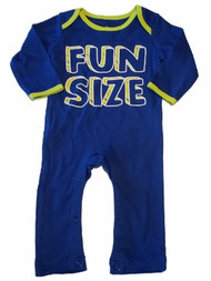 Infant Baby Boys Royal Blue Fun Size Long Sleeve Cotton Bodysuit Romper