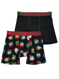 Mens 2-Pack Black Christmas Wreath Dog Holiday Underwear Boxer Briefs