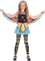 Girls Black & Gold Queen Of The Nile Cleopatra Costume Pharaoh Dress