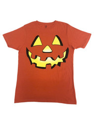 Mens Orange Lit Up Jack-O-Lantern Pumpkin Halloween Crew Neck T-Shirt