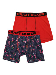 Mens 2-Pack Black & Red Christmas Pink Flamingo Underwear Boxer Briefs