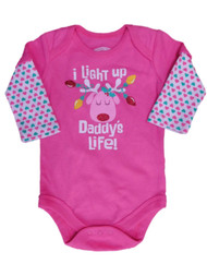 Holiday Time Infant Girls I Light Up Daddy's Life Bodysuit Reindeer Creeper