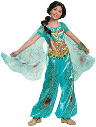 Disney Toddler Girls Aladdin's Blue & Gold Sequin Jasmine Jumpsuit Costume 3T-4T