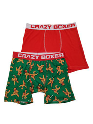 Mens 2-Pack Green Red Gingerbread Man Ninja Christmas Underwear Boxer Briefs